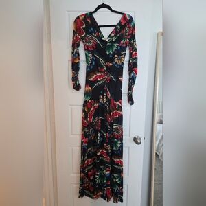 Farm Rio Black Chevron Forest Lenzing Viscose Maxi Dress